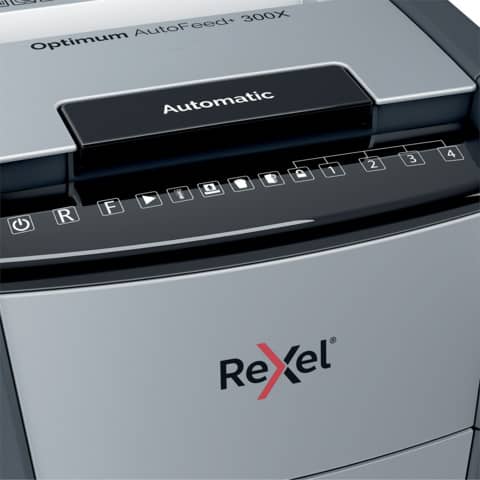 Distruggidocumenti uso frequente Optimum AutoFeed+ 300X EU Rexel P-4 60 L taglio a frammenti 4x26 mm - nero - 2020300XEU